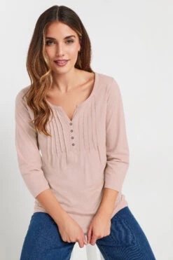 LTS Tall Light Pink Henley Top