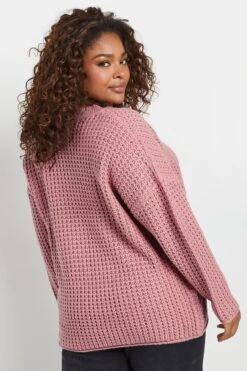 YOURS - Pull Rose Gauffré En Maille Manches Longues -Evans Boutique 325d6bb4 1678 47 280527 C