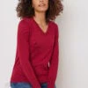 M&Co Red V-Neck Long Sleeve Jumper 2 M&Co Red V-Neck Long Sleeve Jumper -Evans Boutique 3260ed45 d266 43 502413 A