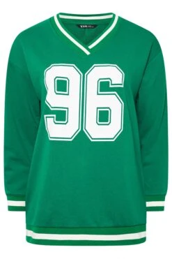 YOURS - Sweatshirt Varsity Vert & Blanc '96' -Evans Boutique 3267d9fe a490 47 303754 X