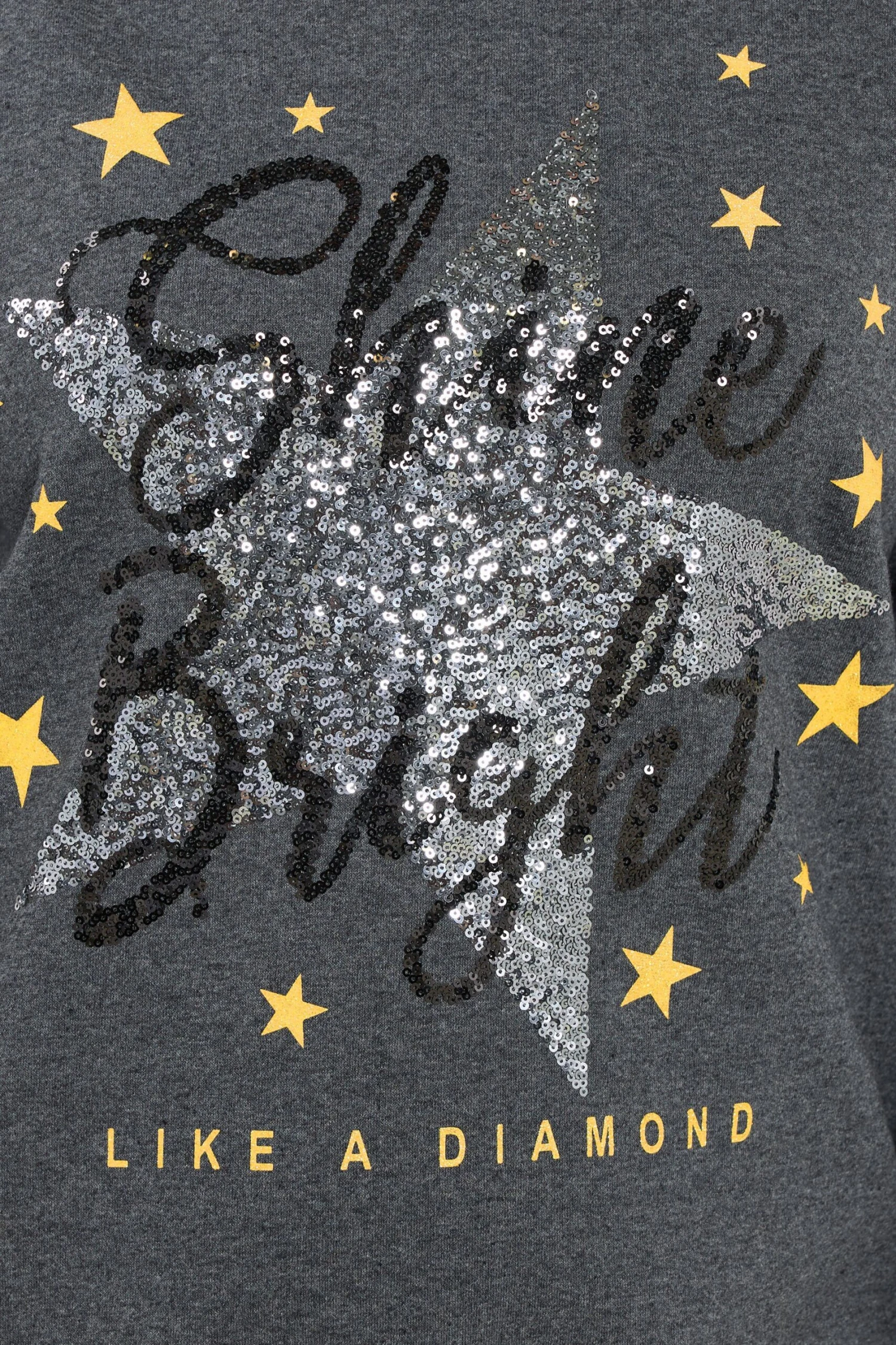 YOURS Curve Sweat-shirt Gris à Paillettes étoiles « Shine Bright » 6 YOURS Curve Sweat-shirt Gris à Paillettes étoiles « Shine Bright » – Image 4