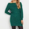 LTS Tall Dark Green Bardot Mini Jumper Dress -Evans Boutique 33090555 3d66 43 350840 A