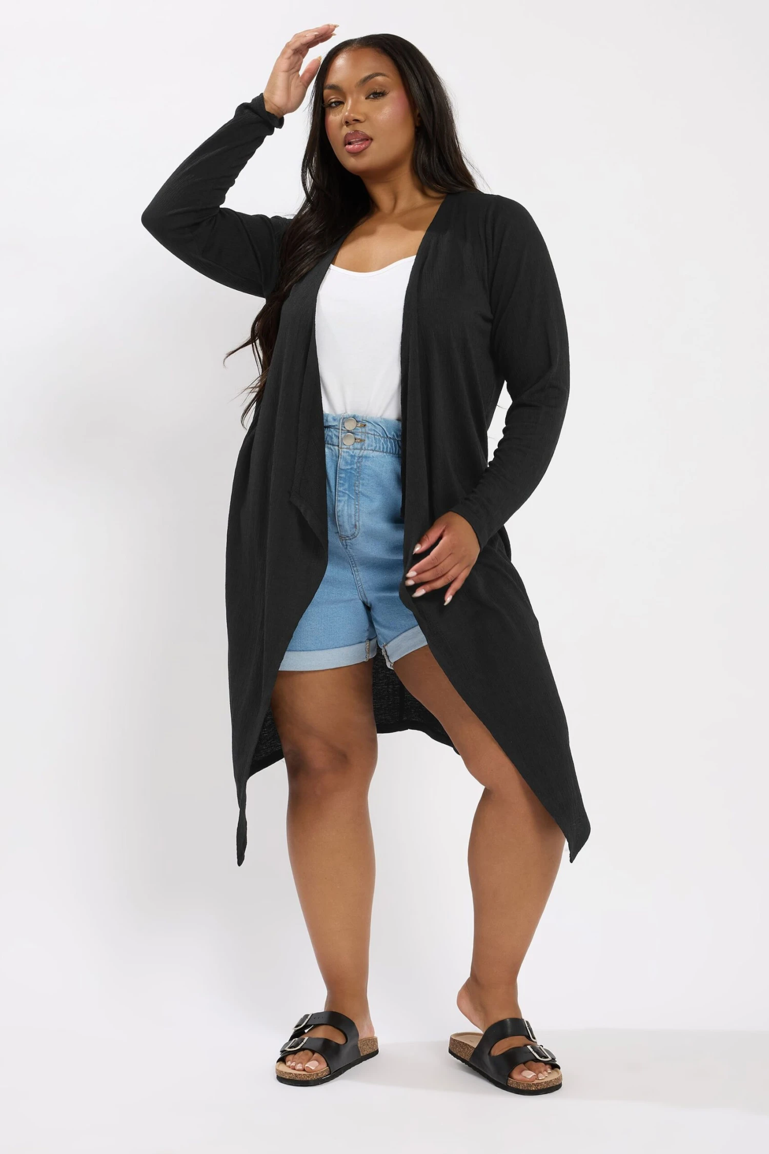 YOURS - Cardigan Maxi Noir Texturé En Cascade 4 YOURS - Cardigan Maxi Noir Texturé En Cascade – Image 2