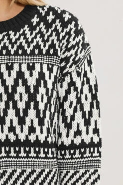 LTS Tall Black & White Fairisle Jumper -Evans Boutique 33556830 2aae 45 356374 D