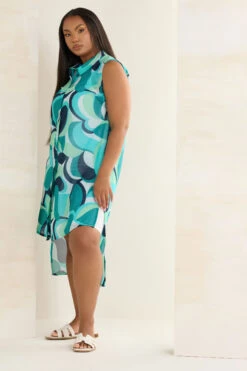 YOURS - Chemisier Maxi Bleu Design Abstrait -Evans Boutique 33ae0d0f 781e 42 175017 B