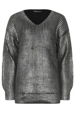 LTS Tall Black Foil Jumper -Evans Boutique 33e5efe2 526c 47 354993 X
