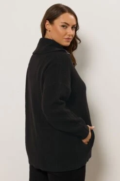 EVANS Curve Black Double Ended Zip Cardigan -Evans Boutique 33f539d2 49aa 4b 616133 E