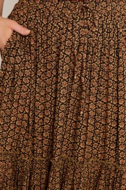 EVANS Curve Orange Floral Print Tiered Crinkle Midi Skirt -Evans Boutique 3425cb64 7a5b 4e 615502 D