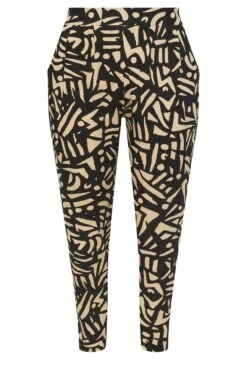 YOURS - Pantalon Coupe Droite Noir & Crème Design Abstrait -Evans Boutique 348f0959 c3d2 4a 310135 X