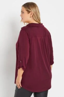 YOURS - Top Bordeaux Plissé Volanté En Jersey 9 YOURS - Top Bordeaux Plissé Volanté En Jersey -Evans Boutique 349081f2 c9db 4a 303626 C