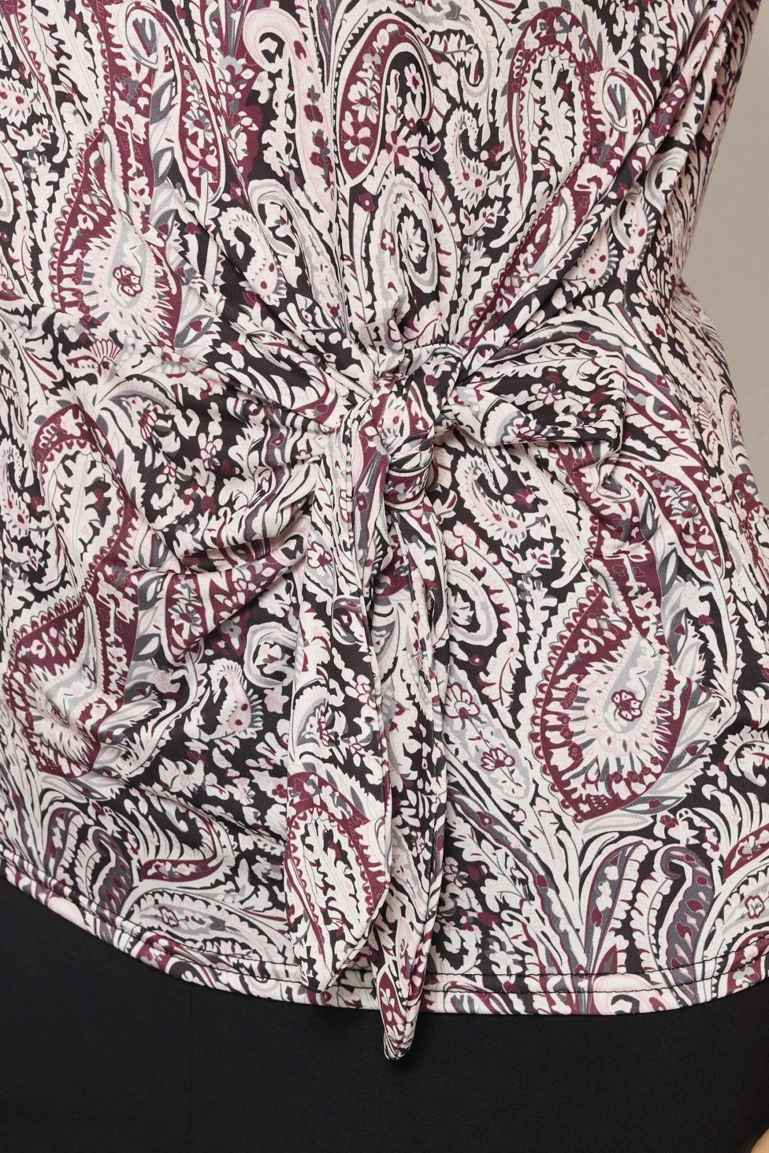LTS Tall Black Paisley Side Tie Top 7 LTS Tall Black Paisley Side Tie Top – Image 5