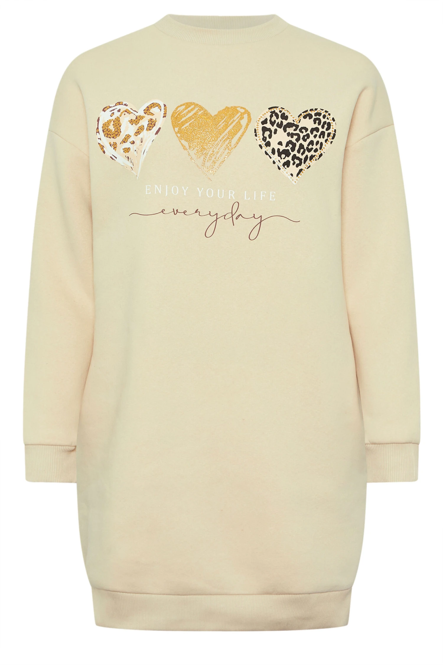 YOURS - Robe-Pull Crème Coeurs Léopard Manches Longues 7 YOURS - Robe-Pull Crème Coeurs Léopard Manches Longues – Image 5