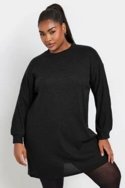 YOURS - Robe-Pull Noire Nervurée Manches Longues 8 YOURS - Robe-Pull Noire Nervurée Manches Longues -Evans Boutique 34fd9473 f6b1 4e 303588 B