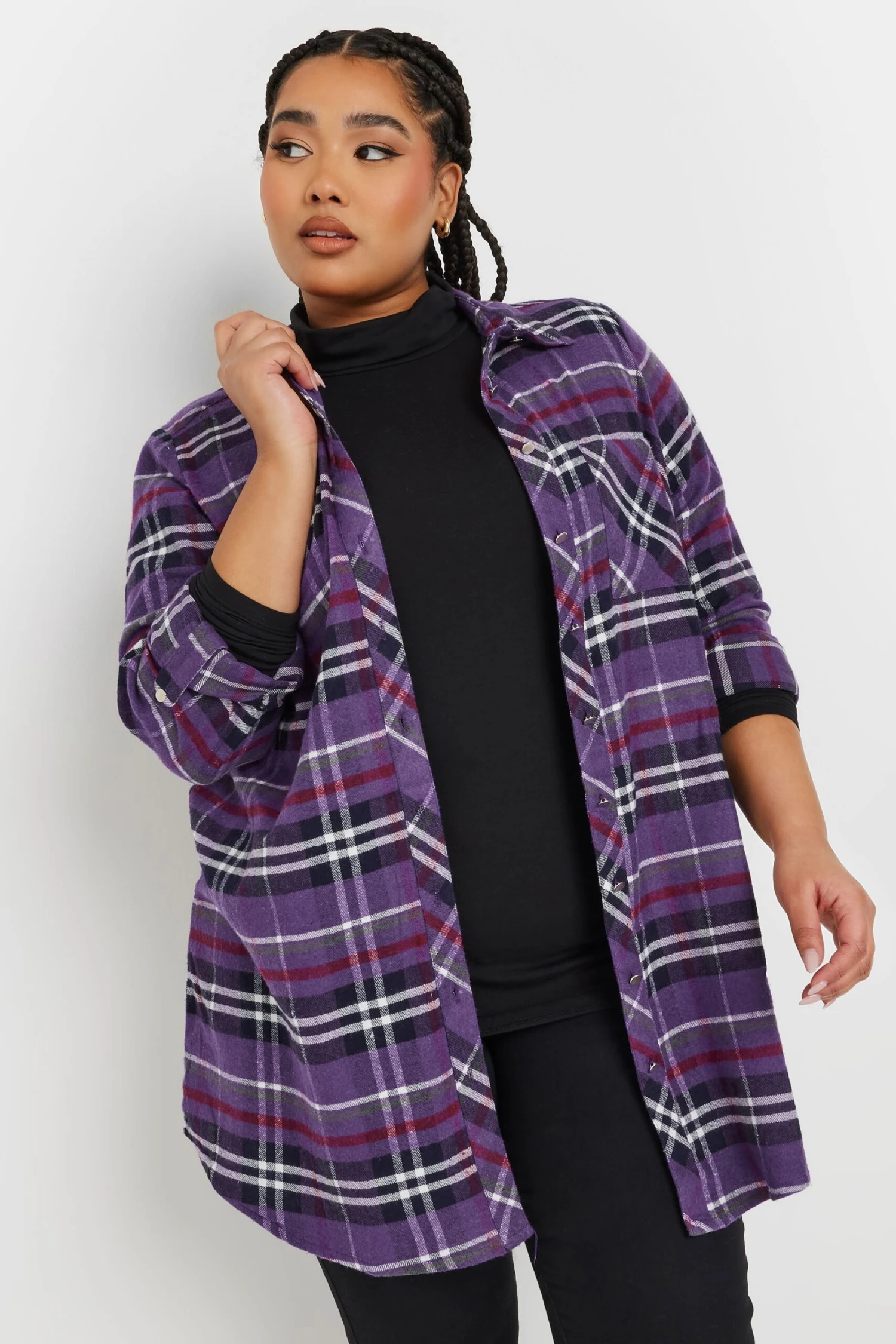 YOURS - Chemisier Boyfriend Violet à Carreaux 6 YOURS - Chemisier Boyfriend Violet à Carreaux – Image 4