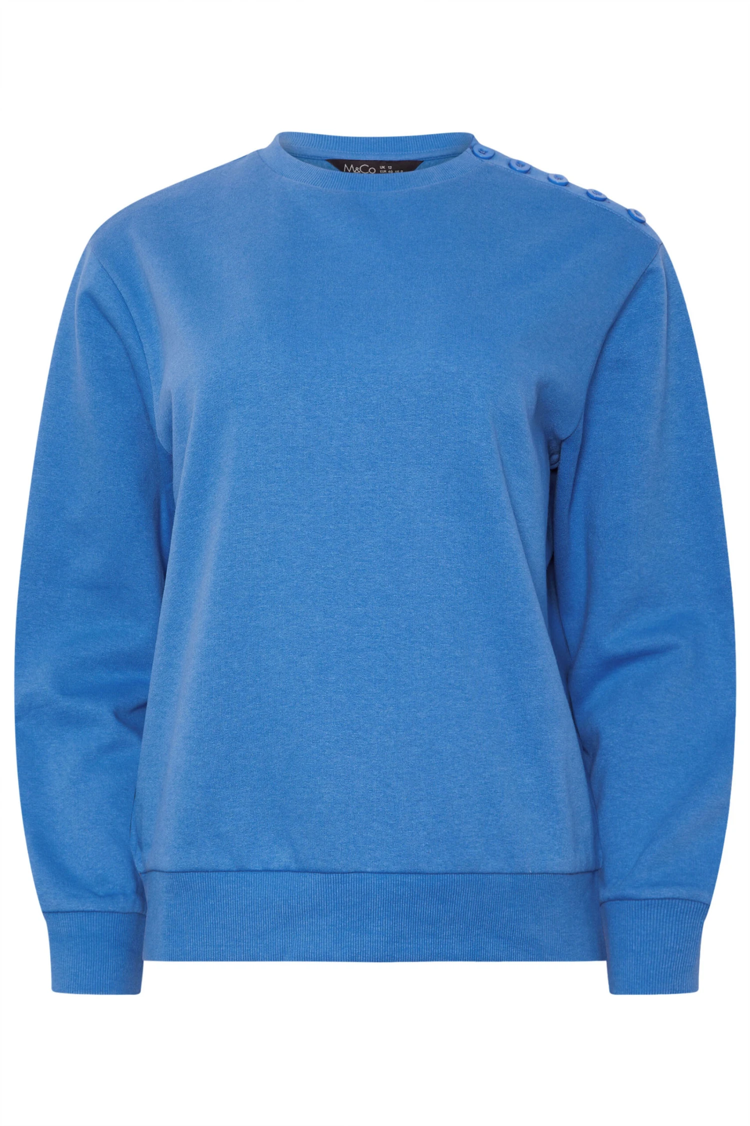 M&Co Blue Button Detail Sweatshirt 8 M&Co Blue Button Detail Sweatshirt – Image 6