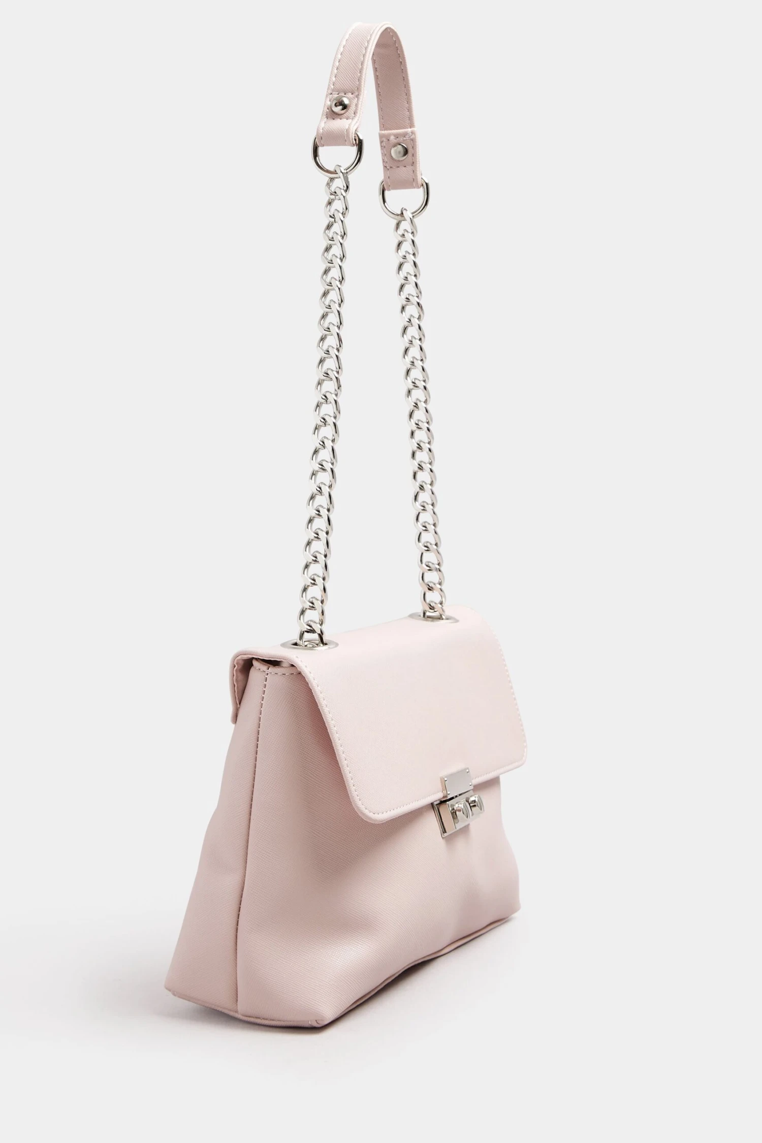 Pink Faux Leather Chain Detail Shoulder Bag 5 Pink Faux Leather Chain Detail Shoulder Bag – Image 3