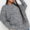 YOURS LUXURY - Pull Gris Couture Avant En Maille