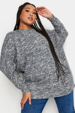 YOURS LUXURY - Pull Gris Couture Avant En Maille
