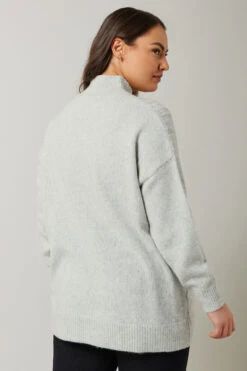 EVANS Curve Light Grey Knitted High Neck Jumper -Evans Boutique 35ff5d47 a0a3 43 615526 C