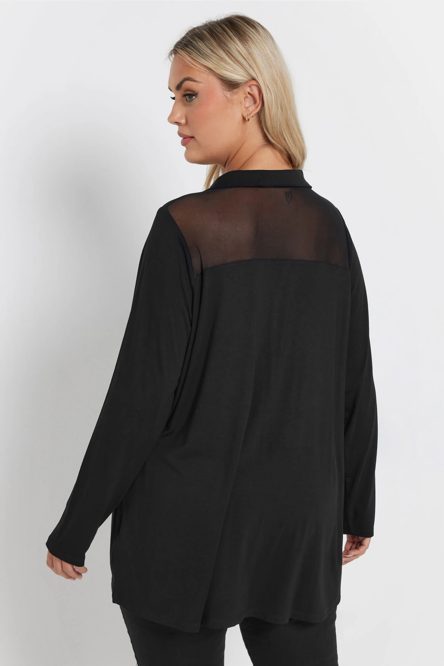 YOURS - Chemisier Noir En Filet Manches Longues 5 YOURS - Chemisier Noir En Filet Manches Longues – Image 3