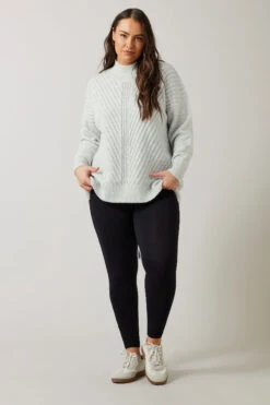 EVANS Curve Light Grey Knitted High Neck Jumper -Evans Boutique 36491a75 8eb0 4f 615526 B1