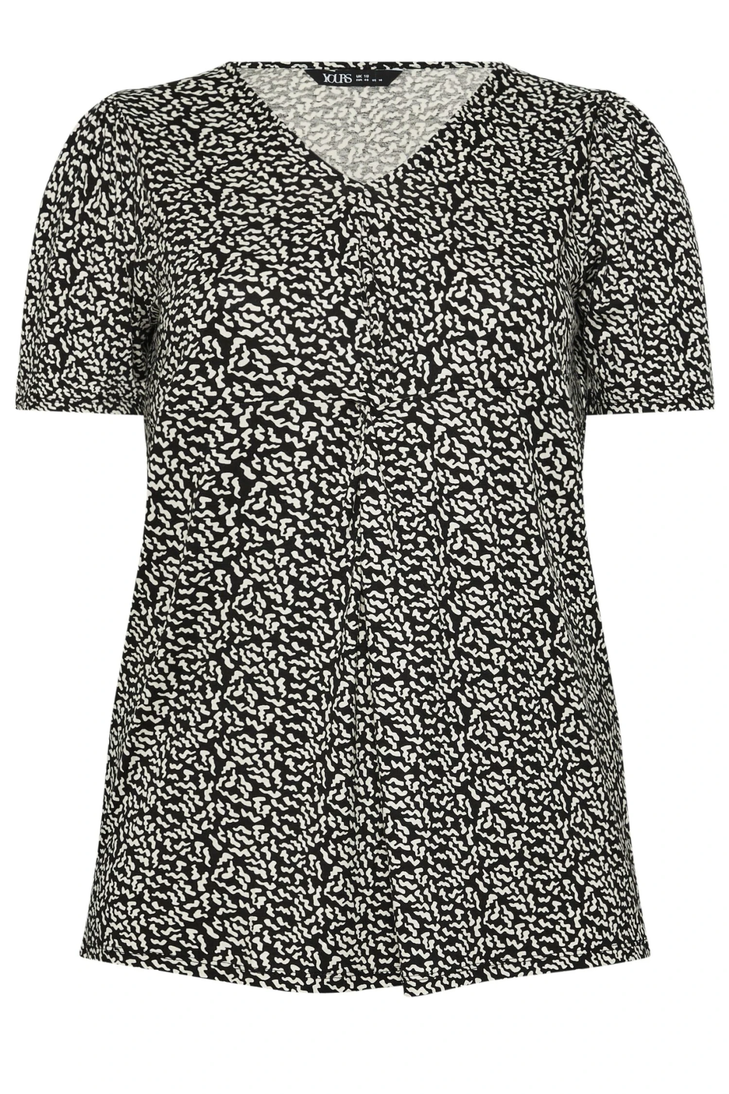 YOURS - Top Noir & Blanc Volanté Design Abstrait En Jersey 7 YOURS - Top Noir & Blanc Volanté Design Abstrait En Jersey – Image 5