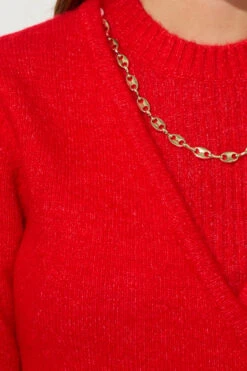 STAR Red 2 In 1 Chain Knitted Cardigan 13 STAR Red 2 In 1 Chain Knitted Cardigan -Evans Boutique 37be75f2 51d3 43 110839 D