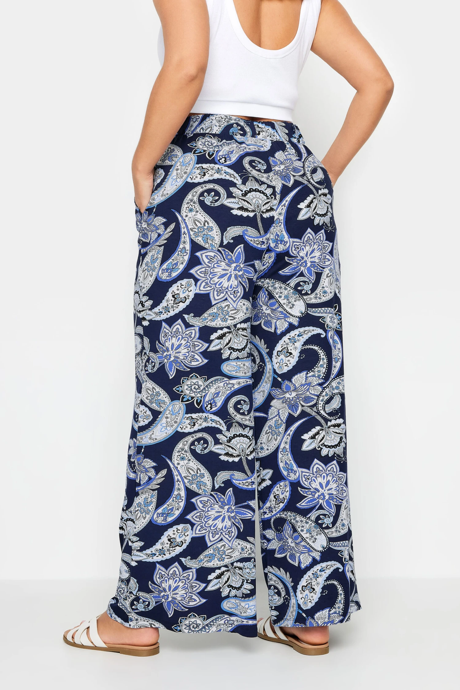 YOURS - Pantalon Bleu Paisley Stretch Wide Leg 5 YOURS - Pantalon Bleu Paisley Stretch Wide Leg – Image 3