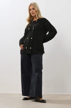 YOURS Curve Cardigan Noir à Double Boutonnage -Evans Boutique 3821fc04 14a0 49 280677 B