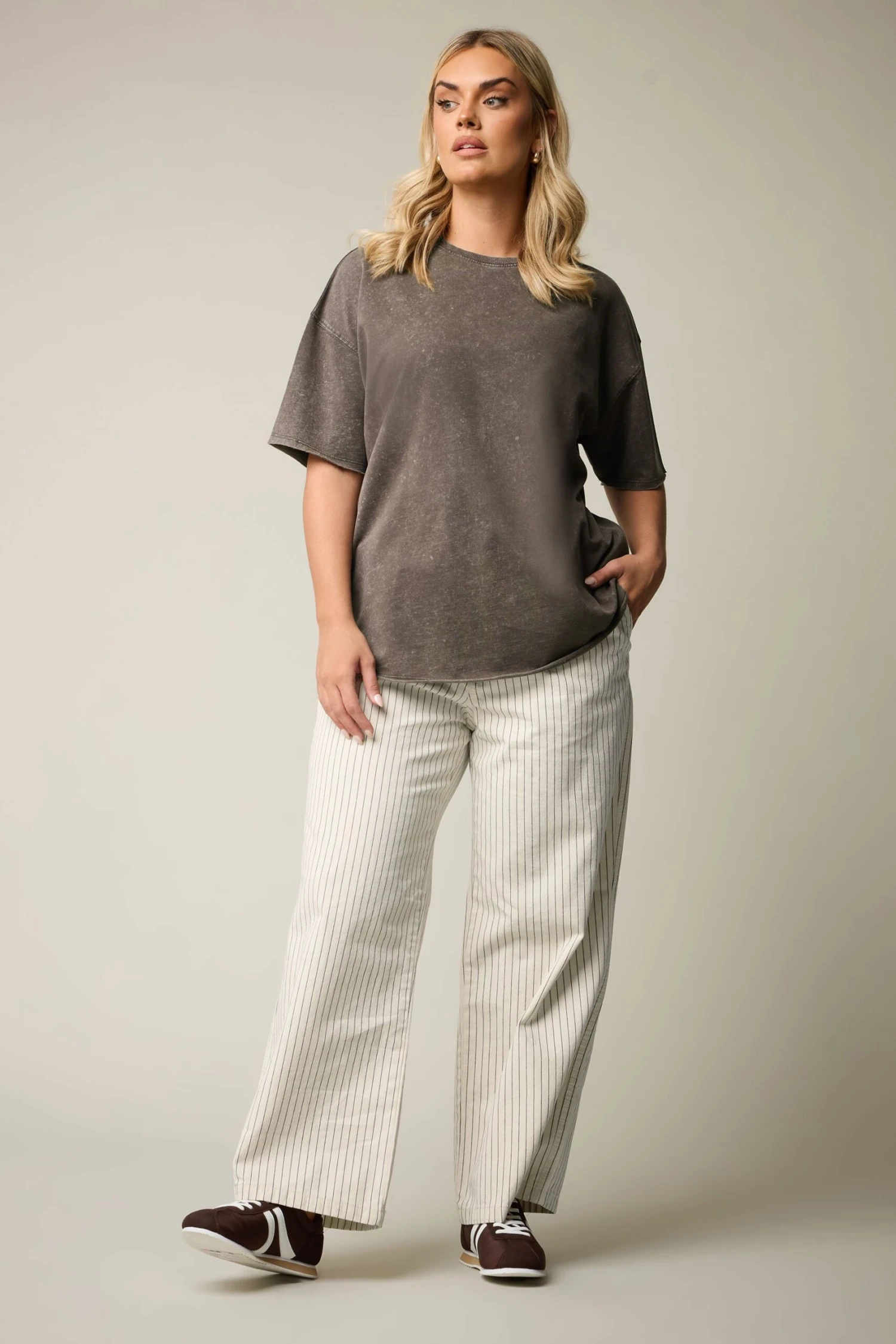 YOURS - Pantalon Wide Leg Ivoire Rayures Effet Denim 6 YOURS - Pantalon Wide Leg Ivoire Rayures Effet Denim – Image 4