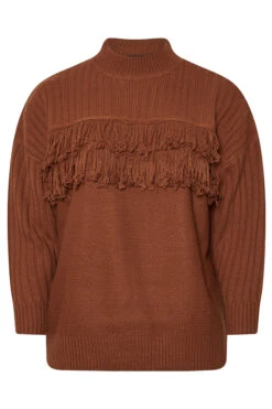 YOURS - Pull Rouille Nervuré Manches Longues à Franges 11 YOURS - Pull Rouille Nervuré Manches Longues à Franges -Evans Boutique 3830f904 580f 42 280489 X