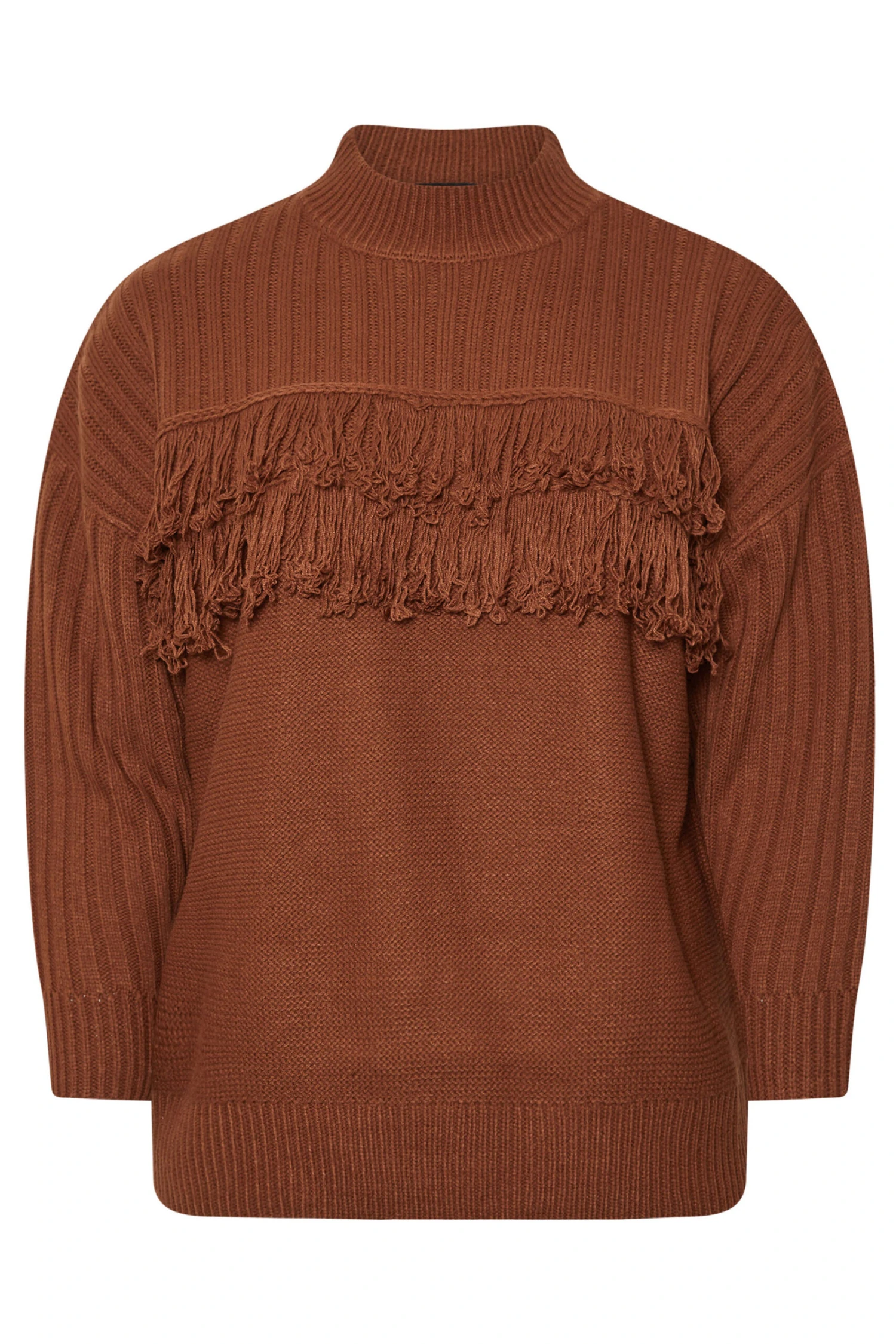 YOURS - Pull Rouille Nervuré Manches Longues à Franges 7 YOURS - Pull Rouille Nervuré Manches Longues à Franges – Image 5