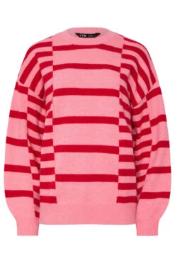 LTS Tall Pink & Red Striped Knitted Jumper -Evans Boutique 3850bf12 db7a 4d 356362 X
