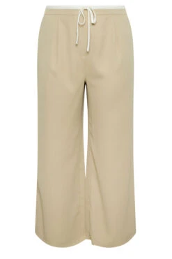 YOURS - Pantalon Wide Leg Beige Taille Contrastée 11 YOURS - Pantalon Wide Leg Beige Taille Contrastée -Evans Boutique 38921925 5f4f 46 140074 X