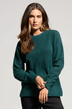 LTS Tall Dark Green Seam Front Jumper -Evans Boutique 38926374 e5f6 44 356071 A