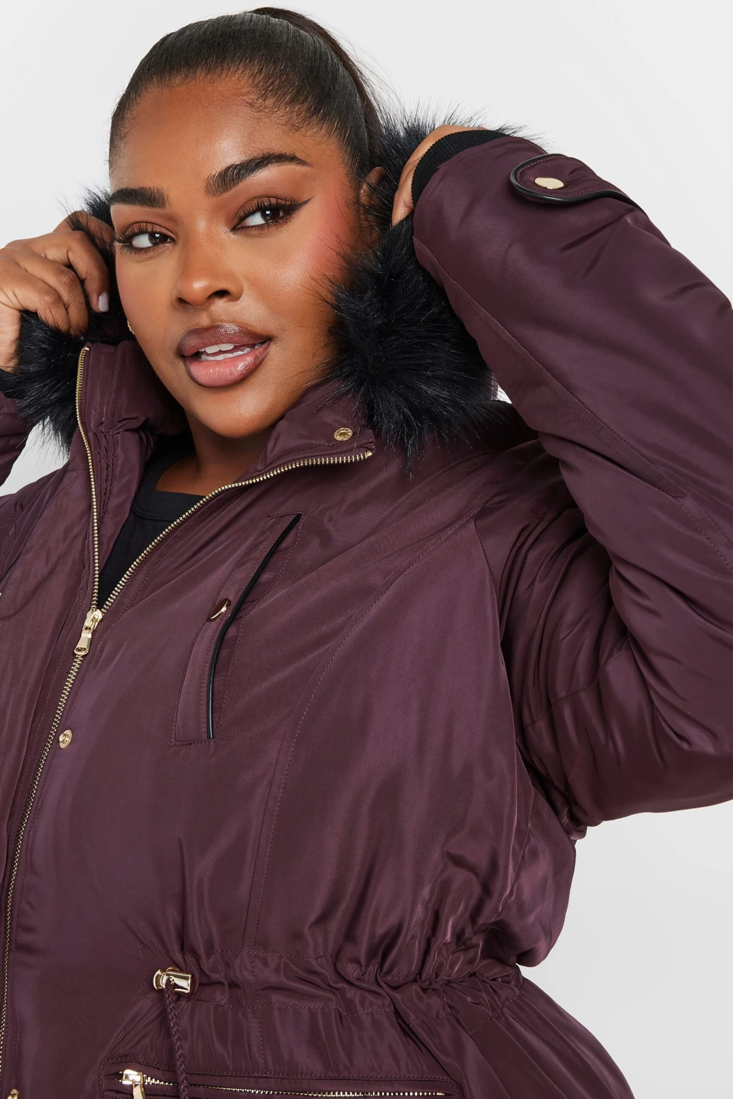 YOURS - Manteau Parka Bordeaux Capuche Fausse Fourrure 7 YOURS - Manteau Parka Bordeaux Capuche Fausse Fourrure – Image 5