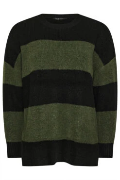 YOURS - Pull Noir & Vert Kaki En Maille à Rayures 13 YOURS - Pull Noir & Vert Kaki En Maille à Rayures -Evans Boutique 39aa787d 92a4 4c 280343 X