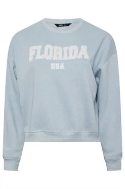 YOURS - Sweatshirt Bleu Ciel En Jersey 'Florida' -Evans Boutique 39ab721f 15aa 4b 126685 X