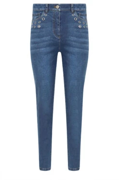 STAR Blue Eyelet Detail Boyfriend Jeans 11 STAR Blue Eyelet Detail Boyfriend Jeans -Evans Boutique 39bf075e 1d6a 43 110643 X