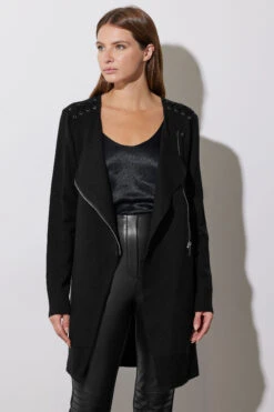 STAR Black Eyelet Detail Zip Cardigan 17 STAR Black Eyelet Detail Zip Cardigan -Evans Boutique 3a4ee501 9aa3 47 110611 E