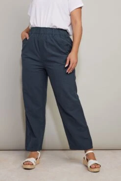 YOURS - Pantalon Bleu Marine En Coton Wide Leg