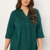 EVANS Curve Teal Green Pintuck Henley Top -Evans Boutique 3ab5208e 675b 47 616374 A