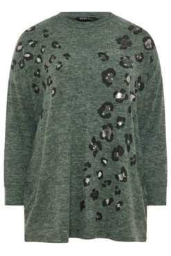 YOURS Curve Pull Clouté à Imprimé Léopard Vert 11 YOURS Curve Pull Clouté à Imprimé Léopard Vert -Evans Boutique 3ab61b4c 70d8 46 285057 X