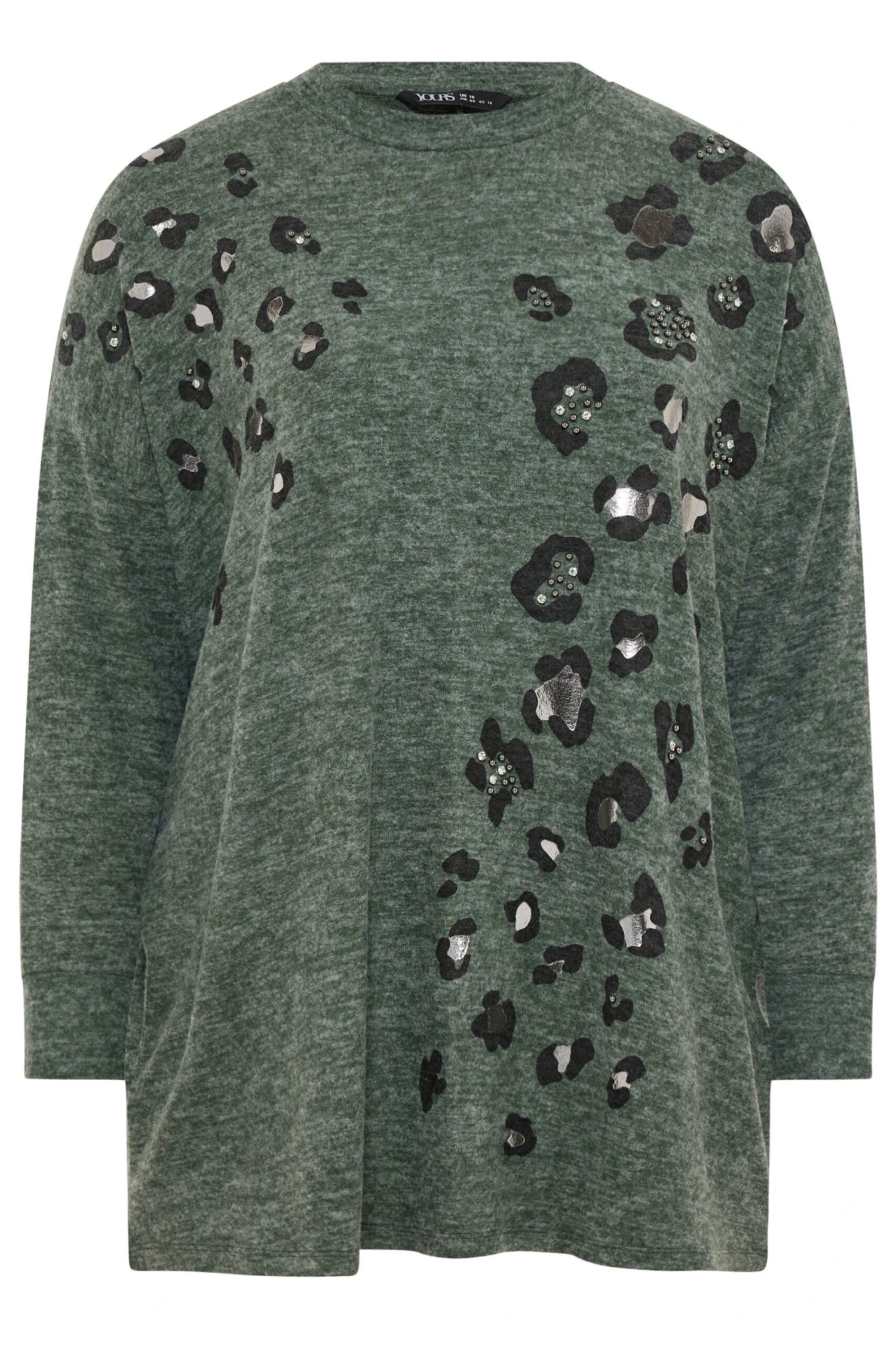 YOURS Curve Pull Clouté à Imprimé Léopard Vert 7 YOURS Curve Pull Clouté à Imprimé Léopard Vert – Image 5