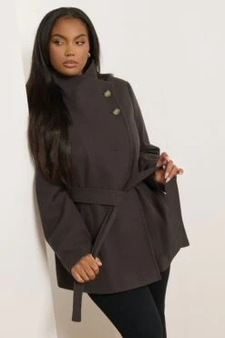 YOURS Curve Manteau Portefeuille Formel Marron Chocolat YOURS Curve