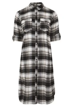 YOURS - Chemisier Maxi Noir & Blanc à Carreaux Manches Longues -Evans Boutique 3b2df4b3 892c 49 330584 X