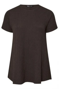 YOURS - Top Marron Chocolat Texturé Volanté -Evans Boutique 3b4683f9 7976 41 322459 X