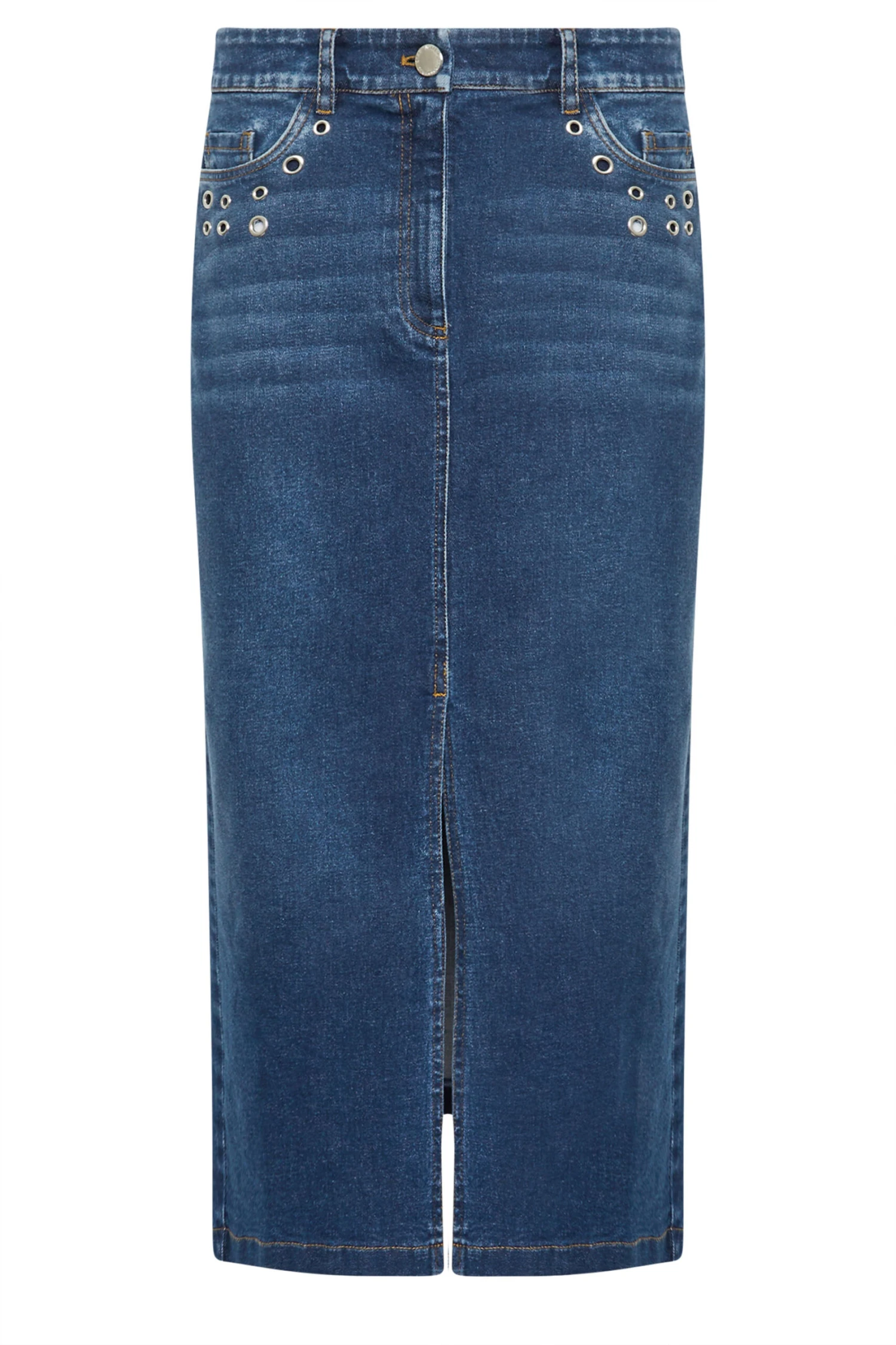 STAR Blue Eyelet Midi Denim Skirt 9 STAR Blue Eyelet Midi Denim Skirt – Image 7