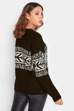 LTS Tall Black Jacquard Tassel Knit Jumper 12 LTS Tall Black Jacquard Tassel Knit Jumper -Evans Boutique 3b5db661 69c3 41 350848 C