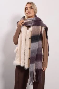 Chocolate Brown Checked Soft Touch Scarf